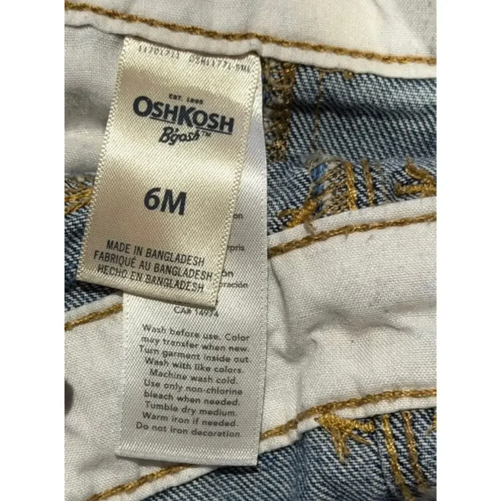 OshKosh B'gosh Baby Girl Denim Heart Skirtall Overall Dress 6M